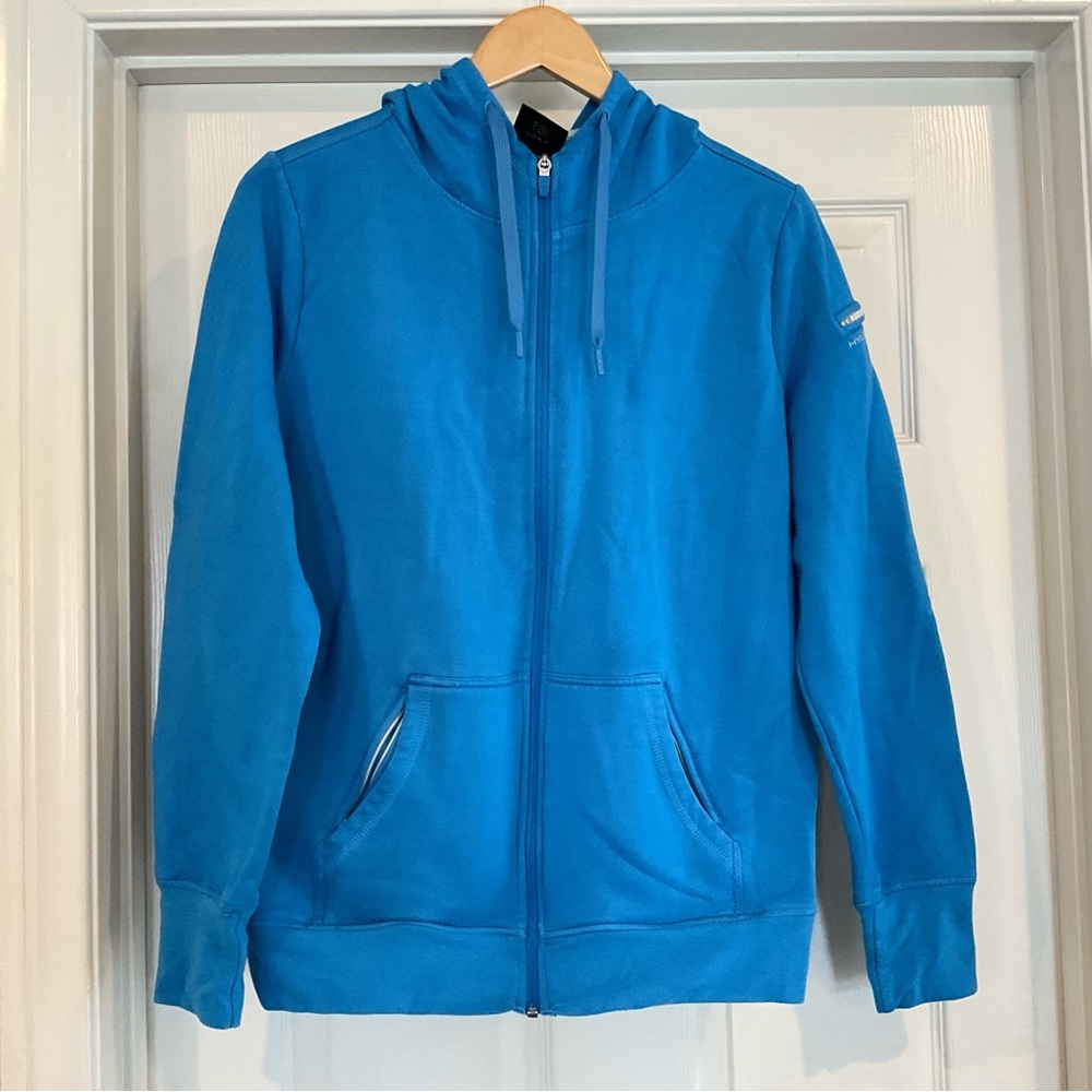 Hylete Linear Tech Hoodie Women’s XL Royal Blue Hidden Pocket Media Pocket Soft